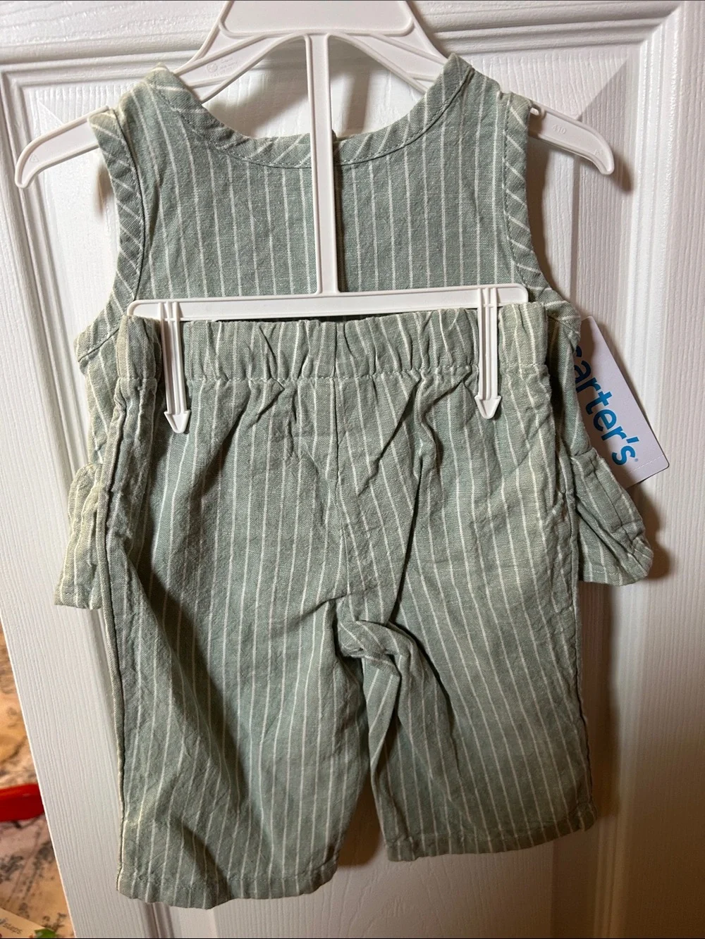 Carter's Green and White Striped Baby Pajama Set
